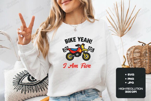 Bike Yeah Graphics for Five-Year Birthday T-Shirt Designs