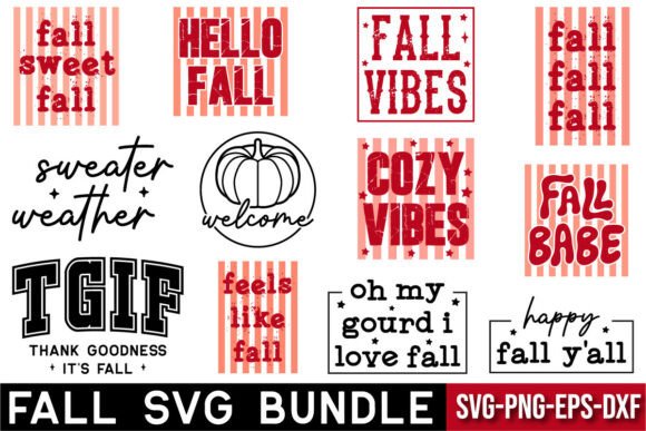Fall SVG Bundle T-Shirt Design Graphics for Seasonal Merchandise