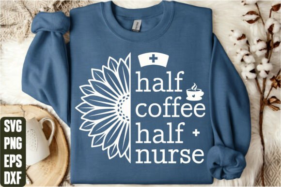 Half Coffee Half Nurse Graphics for T-Shirt & Brand Design